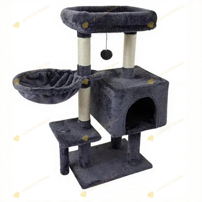 Cat Tree with Hammock and Scratching Post Tower, cat House, Cat Toys Tower, K01, Dark Gray