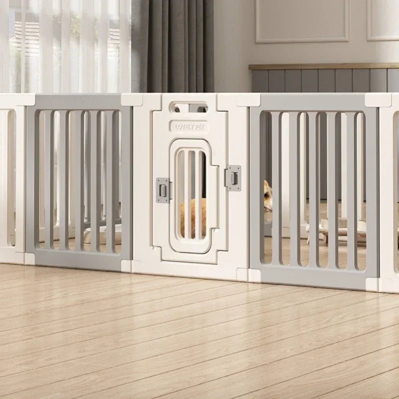 Gray and white color dog fence, foldable pet guardrail combination, small and medium-sized dog cage, indoor isolation fence