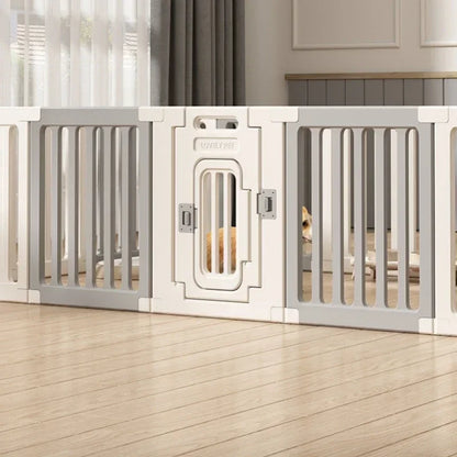 Gray and white color dog fence, foldable pet guardrail combination, small and medium-sized dog cage, indoor isolation fence