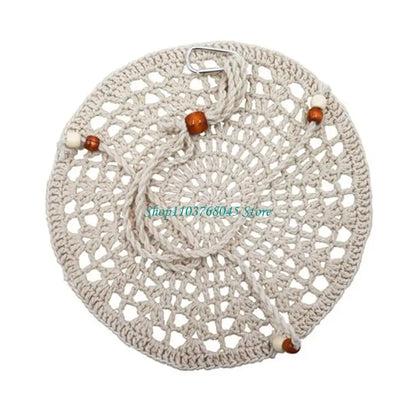 R53F Handwoven Hammock for Bearded Dragons Geckos Lizards Snake Birds Habitat Climbing Bed with Beads