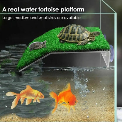 Turtle Basking Platform Lawn Resting Basking Platform Simulation Grass Ramps Tortoise Habitat Terrace Turtle Tank Accessories