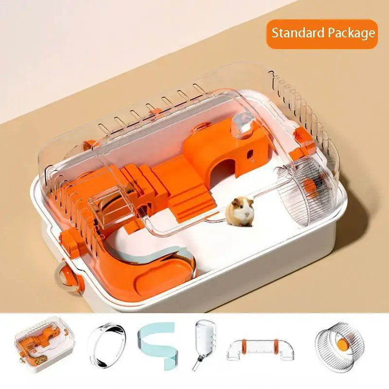 Hamster Cage Large And Cheap Acrylic Transparent Gold Bear Luxury Villa Breeding Box Supplies Set