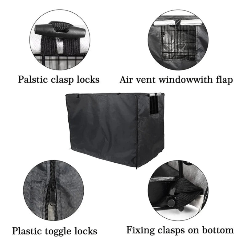 Dog Crates Cover for 24in/30in/36in/43in Wire Dog Cage Durable Waterproof Oxford-Fabric with 2 Door Indoor/Outdoor 87HA