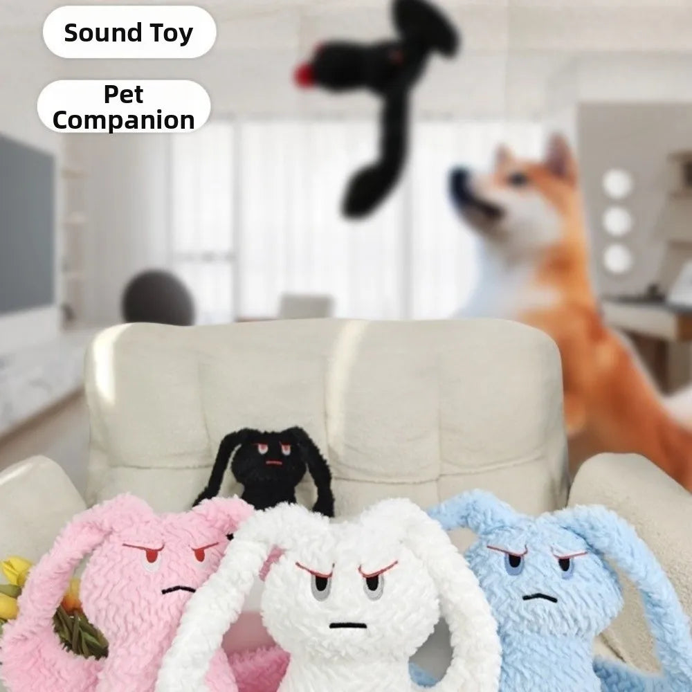 Portable Long Eared Rabbits Pet Stuffed Animal Bite-Resistant Dog Chew Tooth Cleaning Soft Gnawing Puppy Medium Small Dog