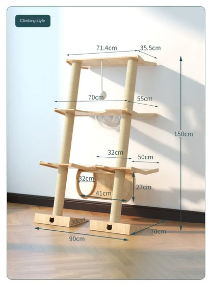 Luxury Large Cat Trees & Towers Wood Scratching Post for Cat Toys Gym Hiding House Sleeping Pad Cooling Pad Pets Stuff Products