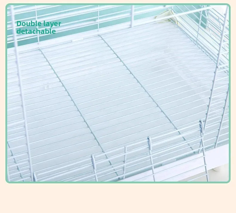 Birdcage for Budgerigars - Large Villa-Style British-Inspired Metal Display Cage with Horizontal Wire Base for Parakeets