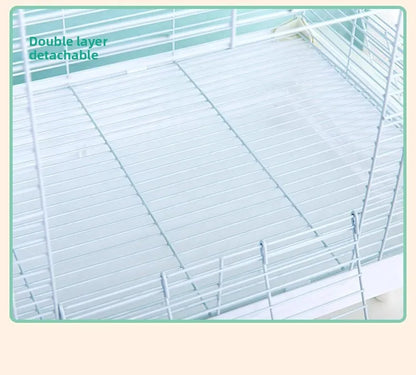Birdcage for Budgerigars - Large Villa-Style British-Inspired Metal Display Cage with Horizontal Wire Base for Parakeets
