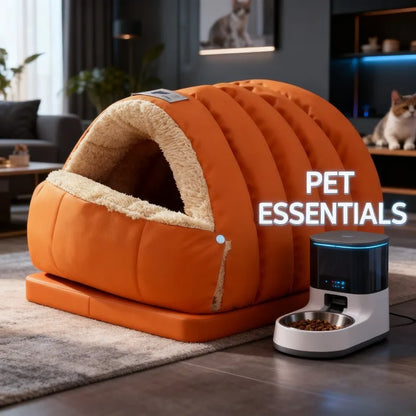 Cat Bed Semi Enclosed Winter Cat and Dog Bed with Leather Edging Windproof and Warm Small Animals in Cold Weather