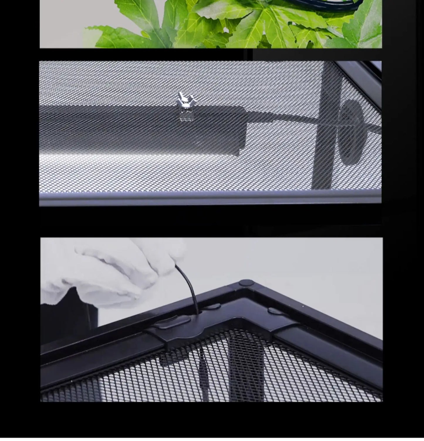 ‌Premium Glass Reptile Terrarium - Chameleon & Lizard Habitat, Ventilated Vivarium with UVB Light, Waterproof Frog Enclosure
