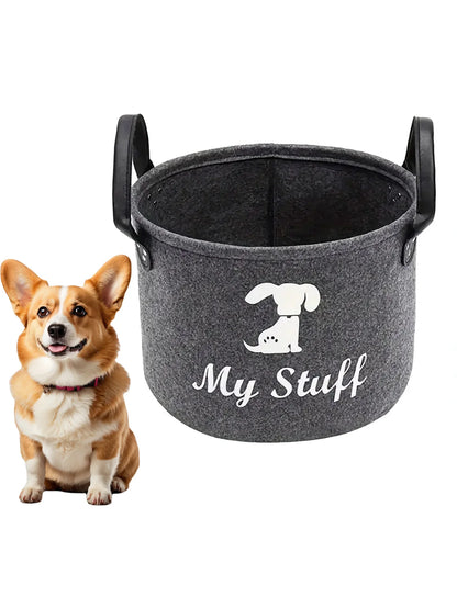 Felt Pet Toy Box Pet Toy Storage Basket Dog Toy Box Special Storage Basket for Organizing Pet Supplies Blanket Pet Storage Box