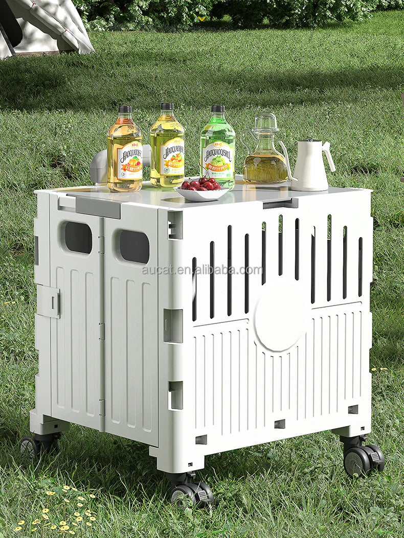 Plastic Foldable Pet Stroller Garden Camping Hand Trolley Carts Utility 4 Wheels Market Storage Mobile Alloy Rod Shopping Cart