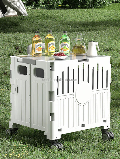 Plastic Foldable Pet Stroller Garden Camping Hand Trolley Carts Utility 4 Wheels Market Storage Mobile Alloy Rod Shopping Cart
