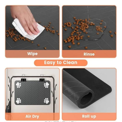 VIKAMA Cartoon Pet Diatomaceous Earth Mat Water-Absorbent Quick-Drying Non-Slip Mat Cat Litter Mat Cat Dining Mat Home Decor