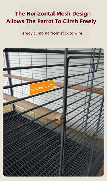 Metal Big Size Large Bird Cages Pet Parrot House Pet Cages Carriers Bird Breeding Foldable Quadrate Bird Cage 80*60*168cm