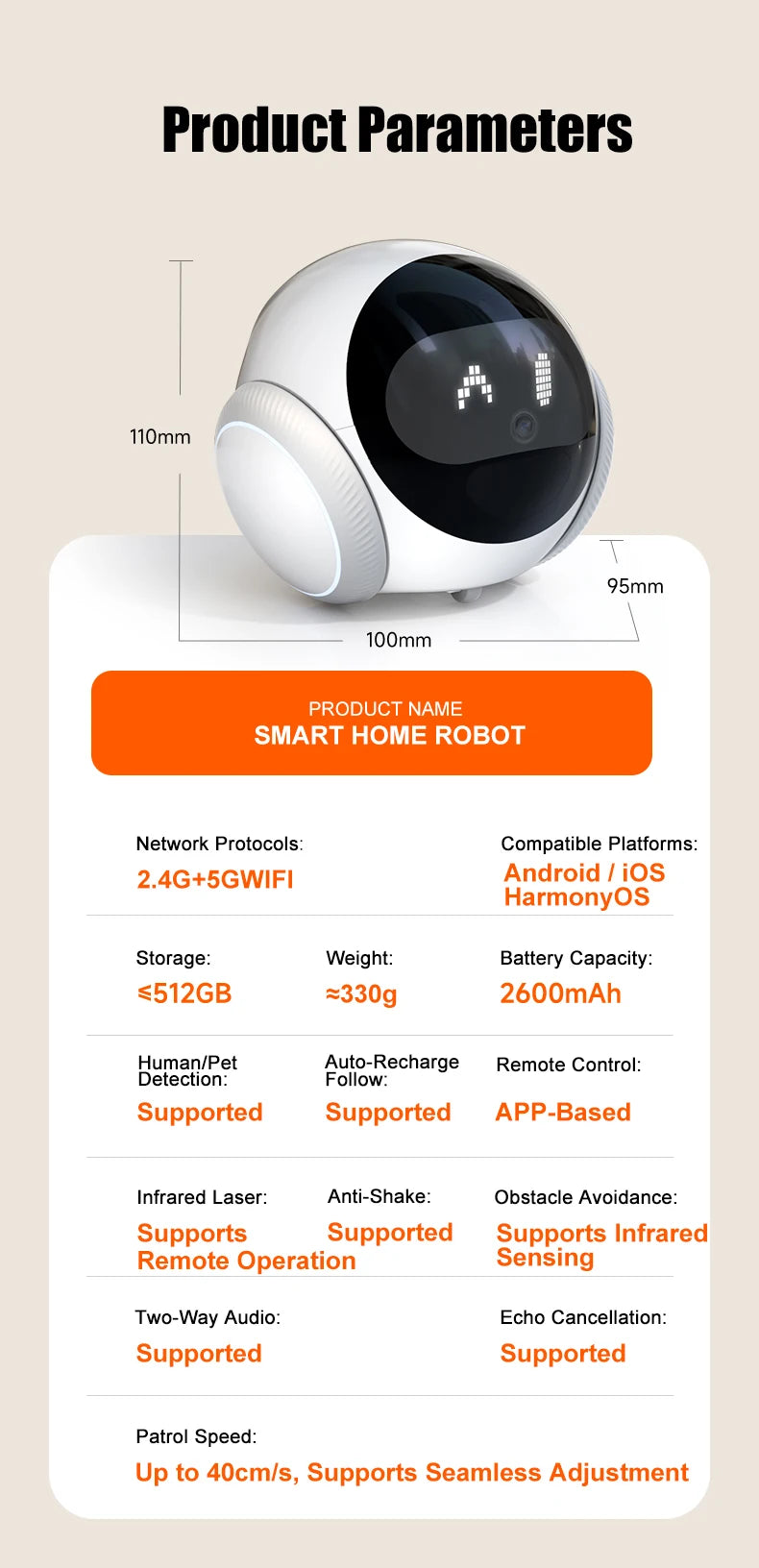 Famue Smart Robot Camera 5G WiFi HD 2K Camera Pet Tracking Laser Indicator TUYA Pet Camera Auto Charging Auto Obstacle Avoidance