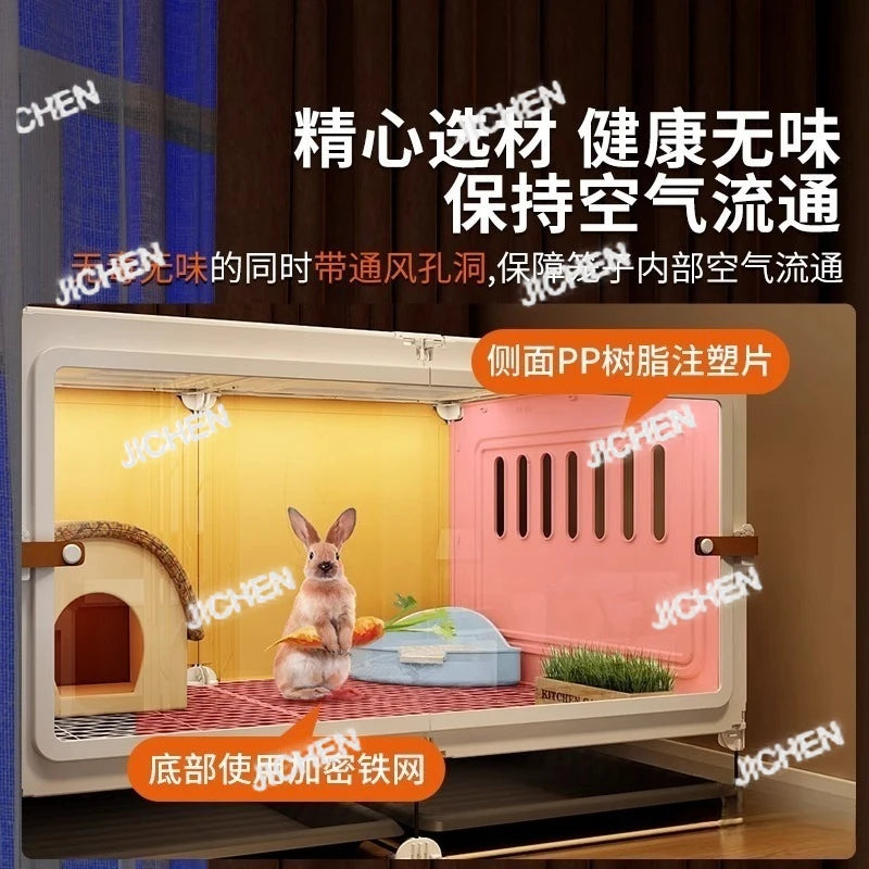 ZQ Rabbit cage Rabbit cage with toilet Rabbit  Household large guinea pig guinea pig Ornamental villa plastic