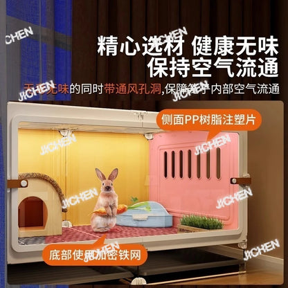 ZQ Rabbit cage Rabbit cage with toilet Rabbit  Household large guinea pig guinea pig Ornamental villa plastic