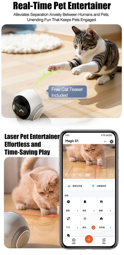 Famue Smart Robot Camera 5G WiFi HD 2K Camera Pet Tracking Laser Indicator TUYA Pet Camera Auto Charging Auto Obstacle Avoidance