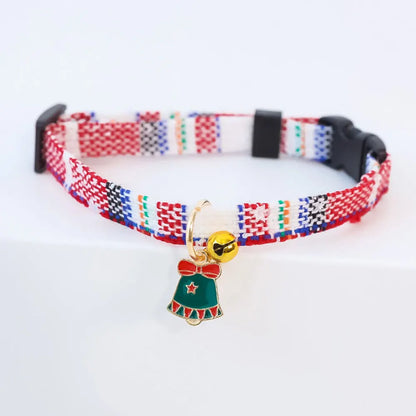 Christmas Cat Collar with Bell Christmas Tree Santa Claus Plaid Safety Breakaway Christmas Collars for Puppy Cat Kitten Accessor