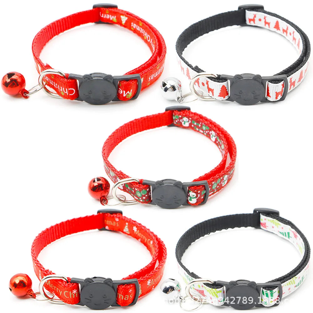 20pcs/ lot Dog Collar Christmas Ornaments Neck Ring Xmas Dog Leash Tag Accessories Cat Ring Holiday Gifts