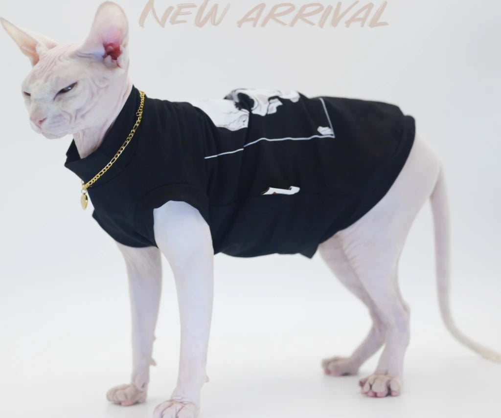 Cool Sphynx Cat Vest - Stylish and Breathable Clothing for Hairless Cats,Devon Rex, Cornish,Kitty