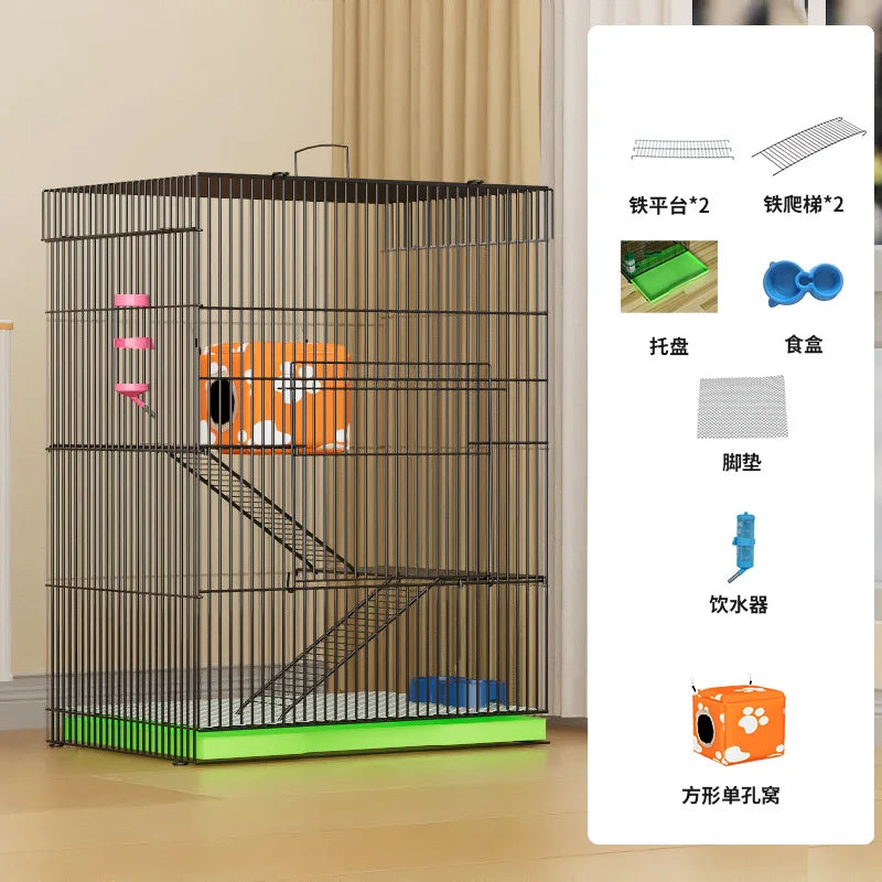‌3-Tier Extra Large Small Pet Cage - Sugar Glider Ferret-Proof Habitat, Multi-Level Rat Mansion Villa, Chew-Proof Removable Tray
