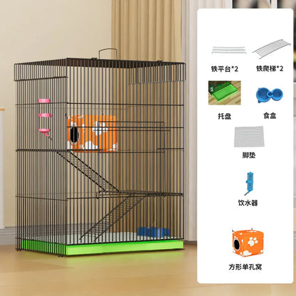 ‌3-Tier Extra Large Small Pet Cage - Sugar Glider Ferret-Proof Habitat, Multi-Level Rat Mansion Villa, Chew-Proof Removable Tray