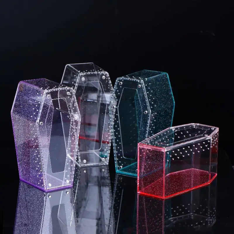 Acrylic Transparent Reptile Enclosure Insect Spider Lizard Feeding Cage Reptile Breeding Box Ventilation Arboreal Enclosure Case