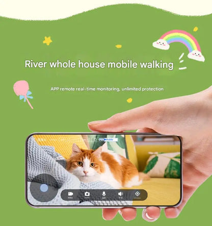 Whole House Mobile Walking Robot with Security Smart Camera for Specific Pet Monitoring & Playing With Remote Laser & Feeding