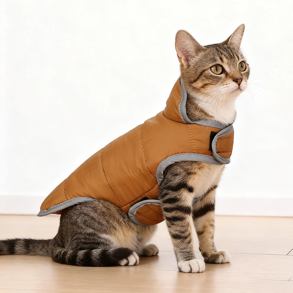 Reflective Pet Clothes Cute Windproof Reversible Kitten Jacket Coat Winter Warm Thicken Fleece Cat Costume For Small Cats Sphynx