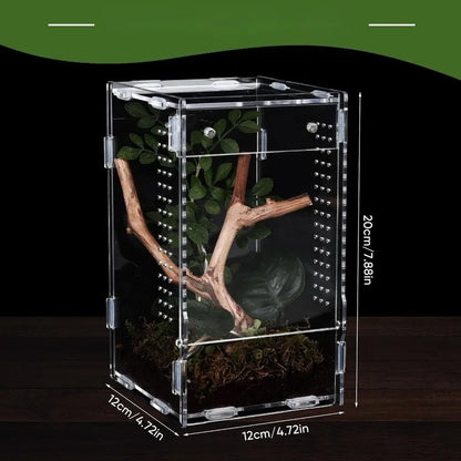 Acrylic Spider Habitat Container Portable Small Animals Insect Frog Climbing Pet Container Feeding Box Small Animals Cages
