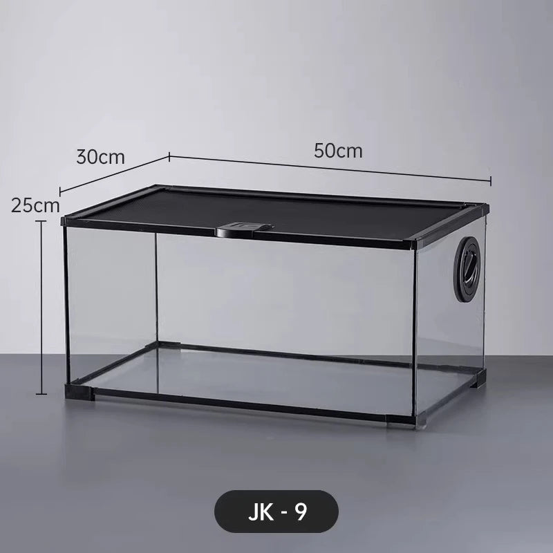 Professional glass reptile terrarium for chameleon,lizard,and snake,suitable for horned frog and water turtle,clear ventilation