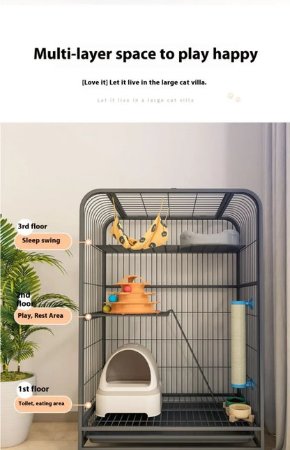 Window Openable Mesh Cat Cages Creative Pet Villa Duplex Luxury Cat Dog House Durable Metal Pet Room Modern Minimalist Doghouse