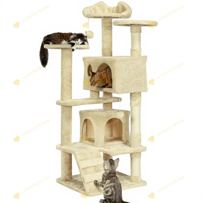 Cat Tree with Hammock and Scratching Post Tower, cat House, Cat Toys Tower, K01, Dark Gray