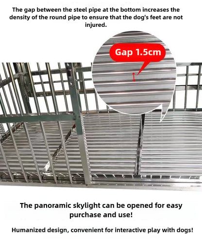 Large Dog Cage Outdoor Stainless Steel Folding Fence with Strong Load-bearing Capacity Bottom Extraction Tray for Dog Supplies