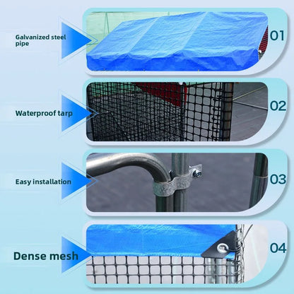 Outdoor Large Chien Coop Ventilated Poultry Cage Rainproof Chien ed Mobile Installation Durable Galvanized Steel Material