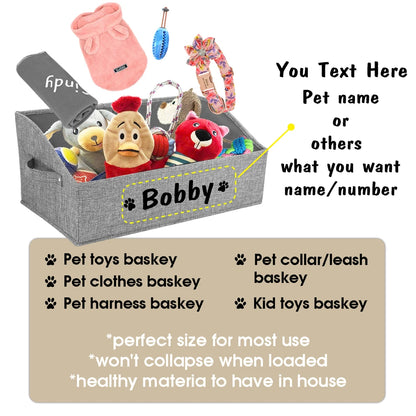 Custom Dog Toy Storage Box Foldable Cat Dogs Storage Basket Free Print Name Paw Pet Organizer Baskets For Dogs Cats Pet Supplies