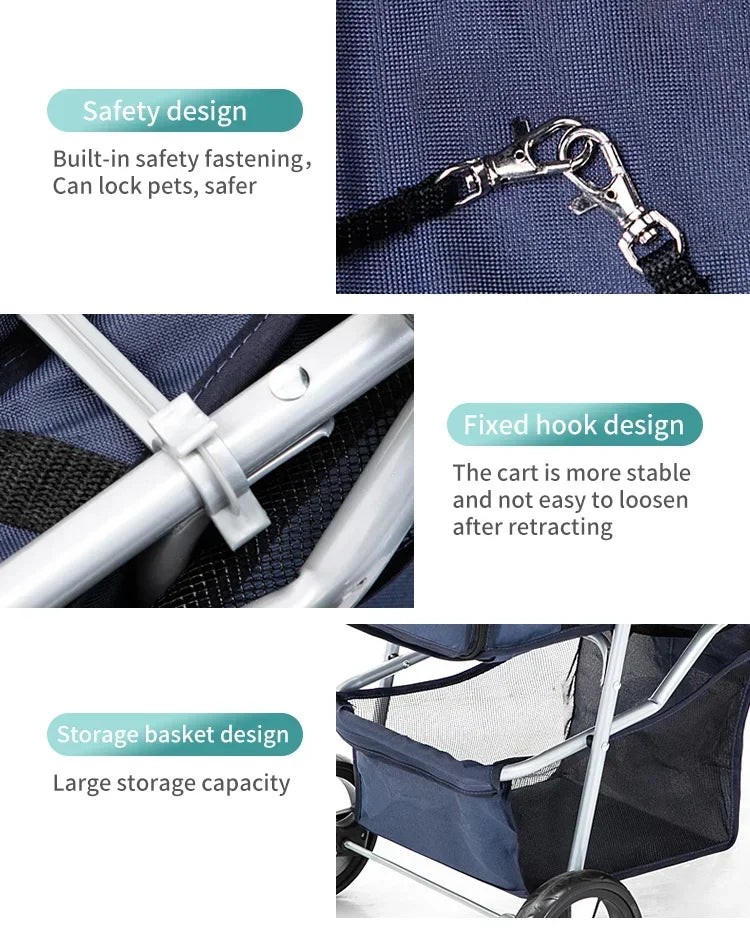 Pet Stroller Lightweight Folding Universal Wheel Cat Dog Travel Breathable Pet Stroller Outdoor Stroller for Small Medium Pets