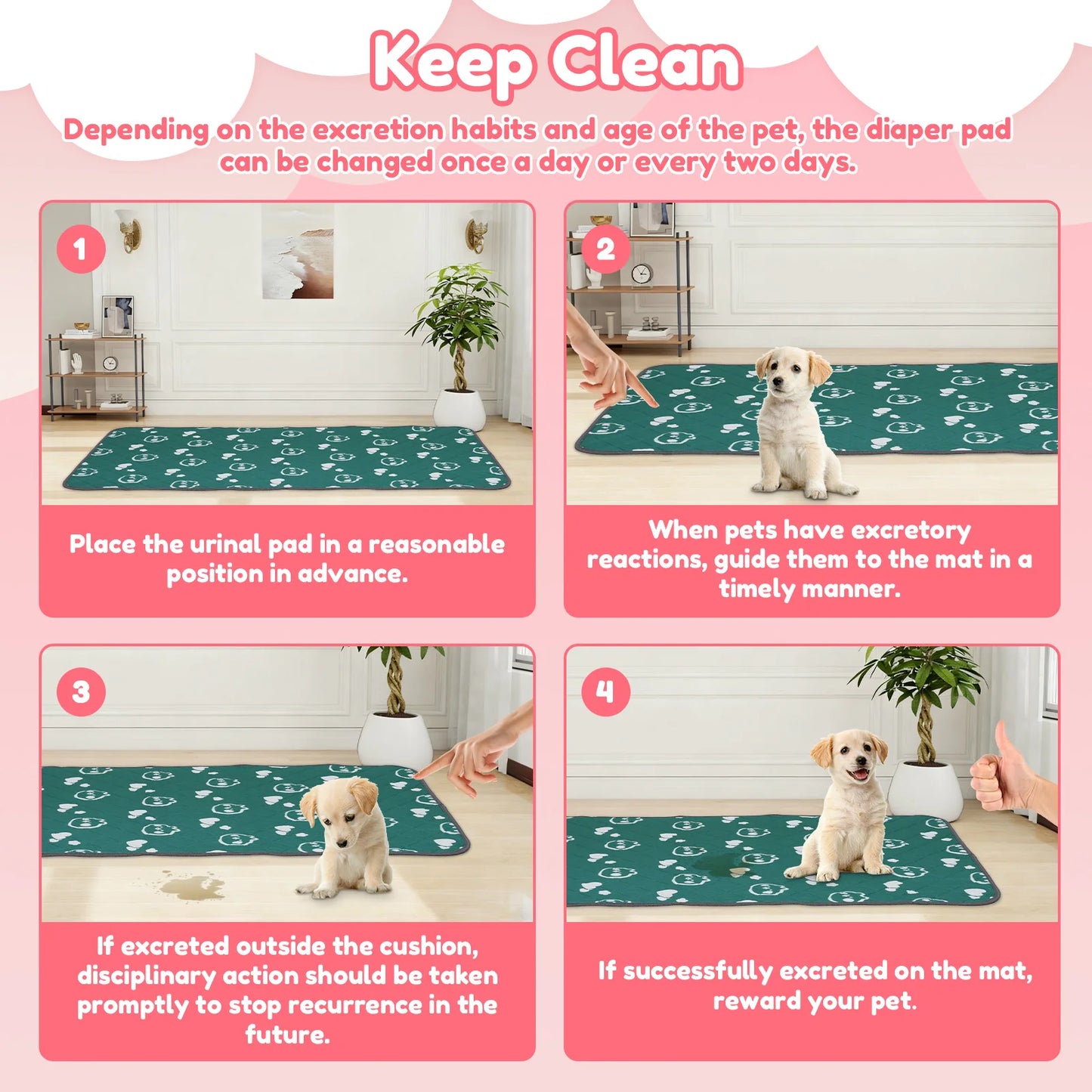 2Pcs Guinea Pig Cage Liner Washable Rabbit Absorbent Mat Reusable Hamster Pee Pad Anti-Slip for Pet Guinea Pig Rabbit Hedgehog