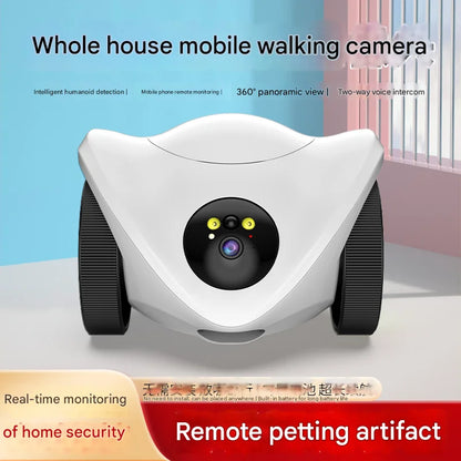 Whole House Mobile Walking Robot with Security Smart Camera for Specific Pet Monitoring & Playing With Remote Laser & Feeding