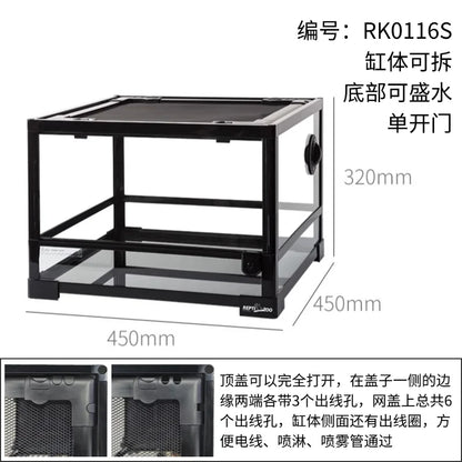 ‌Premium Glass Reptile Terrarium - Chameleon & Lizard Habitat, Ventilated Vivarium with UVB Light, Waterproof Frog Enclosure