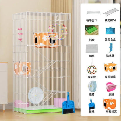 ‌3-Tier Extra Large Small Pet Cage - Sugar Glider Ferret-Proof Habitat, Multi-Level Rat Mansion Villa, Chew-Proof Removable Tray