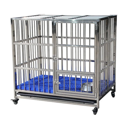 Large Dog Cage Outdoor Stainless Steel Folding Fence with Strong Load-bearing Capacity Bottom Extraction Tray for Dog Supplies