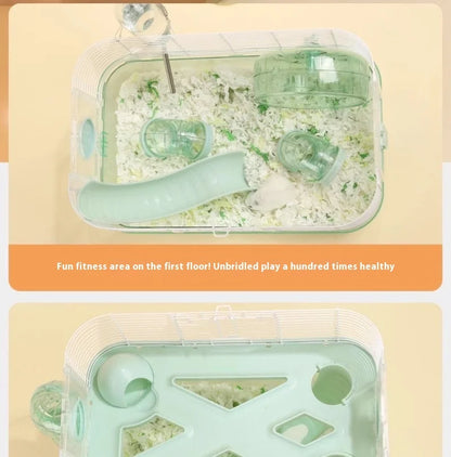 Hamster Cage Luxury Transparent Acrylic Panoramic 3layer Golden Thread Bear Breathable Waterproof Special Cage Accessories