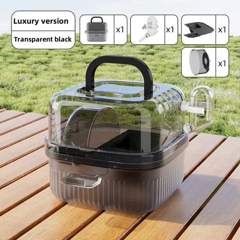 Portable Hamster Carrier Outdoor Cage for Small Pets Travel Cage with Secure Lock and Ventilation for Hamsters，Fancy Rat