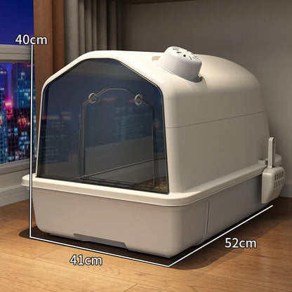 Cat Litter Box, Fully Enclosed, Odorless and Deodorizing, Extra Large Size for External Splashing in Cat Toilets, Cat Litter Box