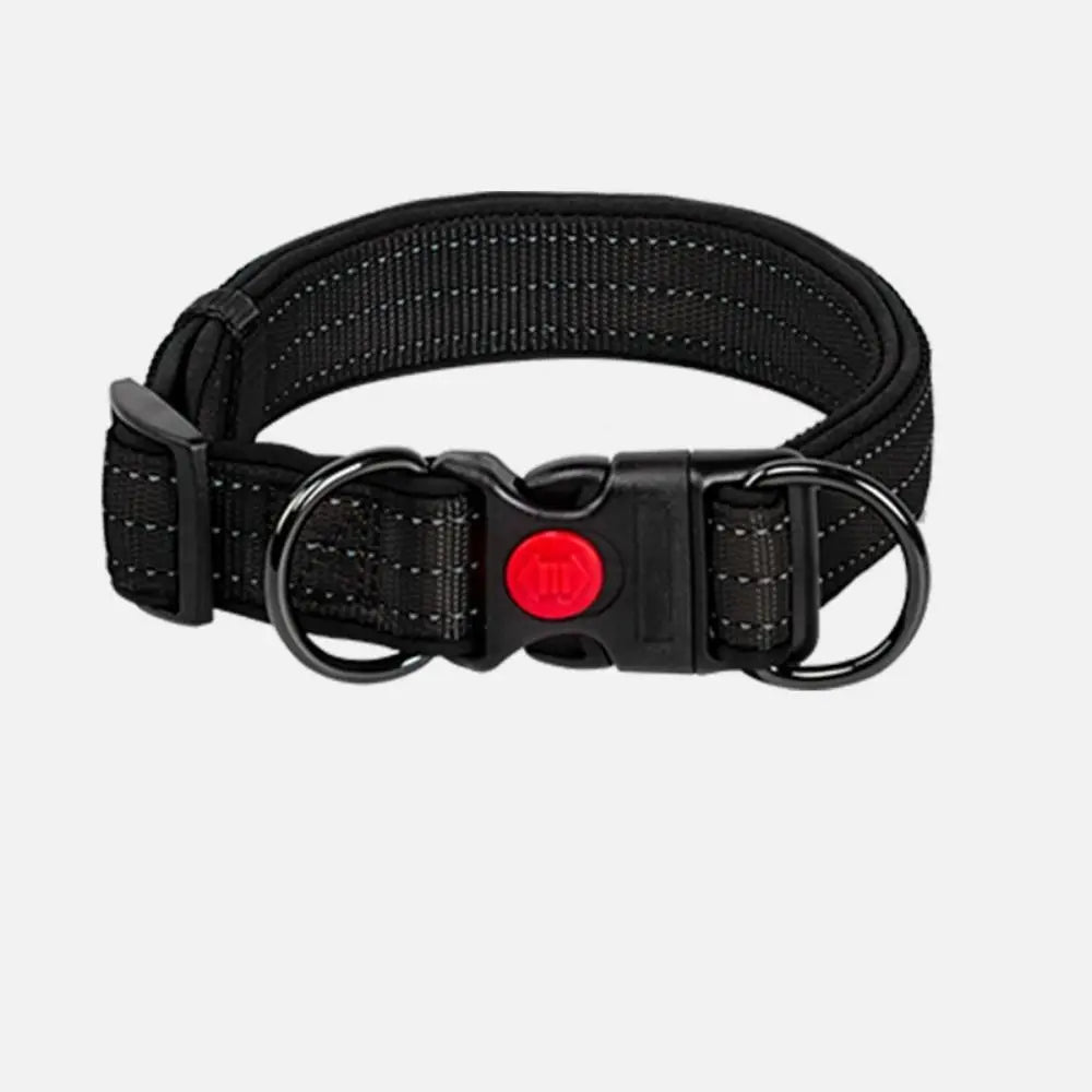 Reflective Padded Dog Collar Durable Strong Double D Ring Safety Nylon Pet Dog Collars Adjustable for Small Medium Large Dogs