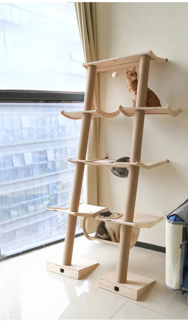 Luxury Large Cat Trees & Towers Wood Scratching Post for Cat Toys Gym Hiding House Sleeping Pad Cooling Pad Pets Stuff Products