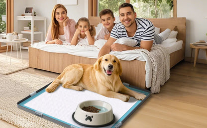 Dog Potty Pad Holder with Raised Edges and Leak-Proof Design - No-Spill Training Pads for Puppies to Safely Protect Floors