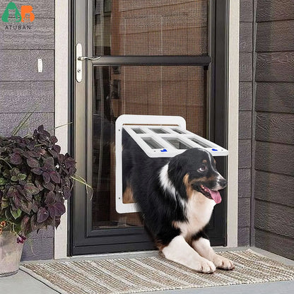 ATUBAN Dog Door for Sliding Door,Lockable Dog Screen Door with Magnetic Closure Easy Install Pet Door for Dogs Cats,11"x13"White